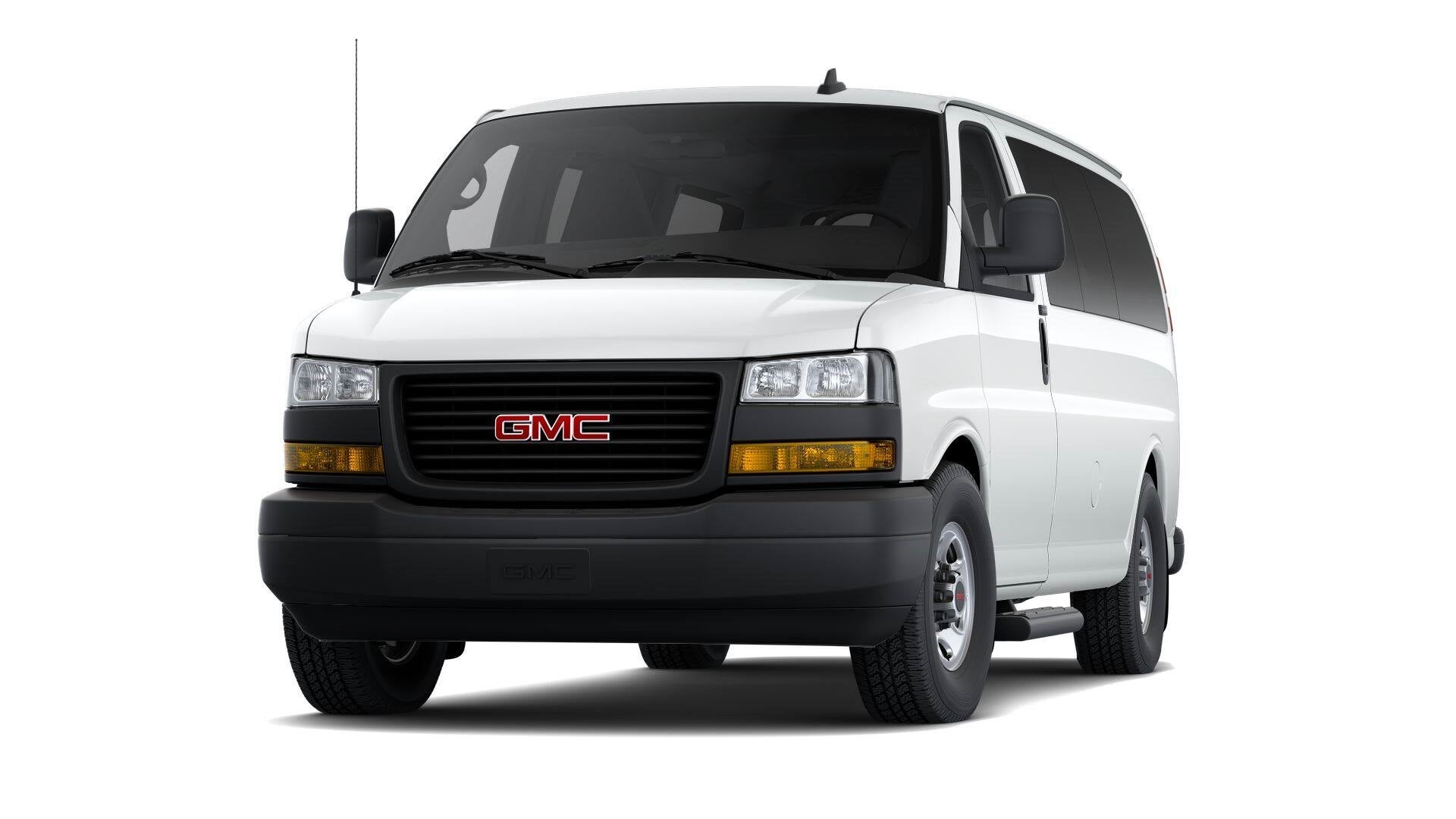 2025 GMC Savana Passenger LS in Summit White — front three-quarter view