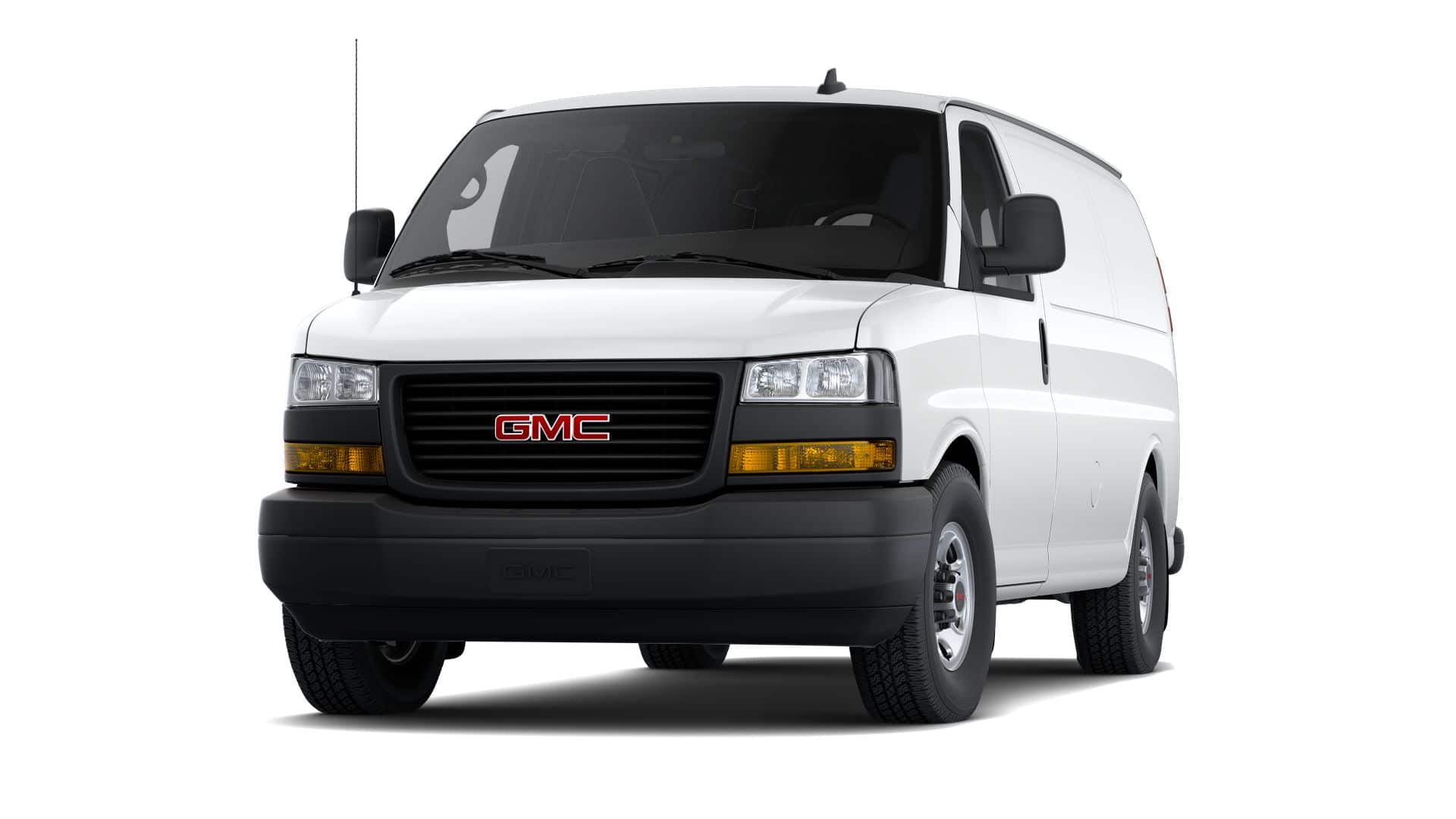 2025 GMC Savana Cargo Work Van in Summit White — front three-quarter view