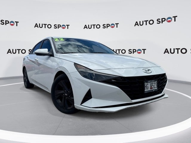 2022 Hyundai Elantra SEL in White — front three-quarter view