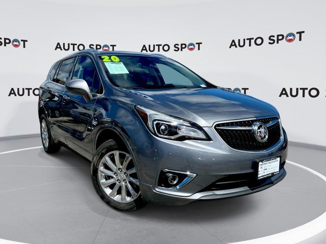 2020 Buick Envision Essence Group in Satin Steel Metallic — front three-quarter view