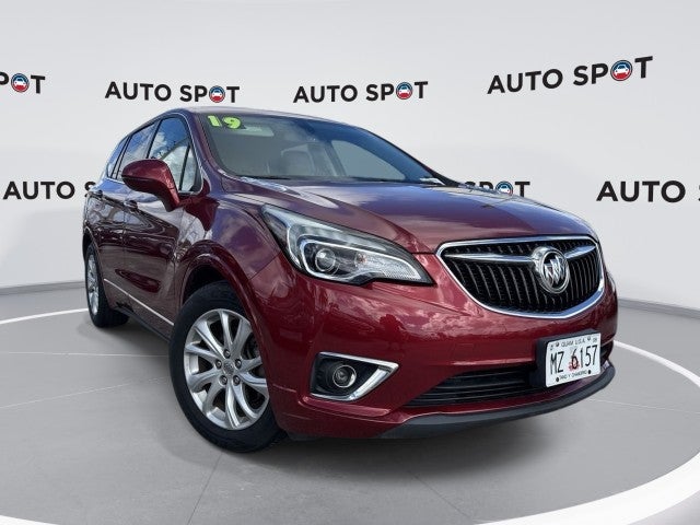 2019 Buick Envision Preferred in Chili Red Metallic — front three-quarter view